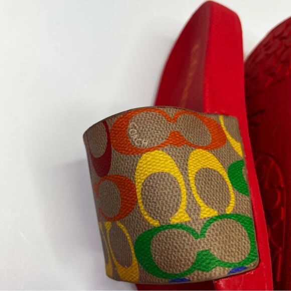 Coach Udele Sport Slide sandals rainbow signature canvas - 7B - Picture 7 of 11